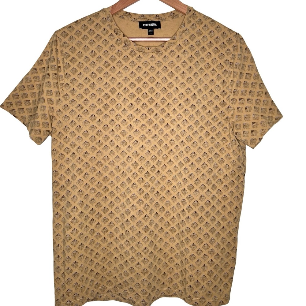 Express Product Type Tan Large Geometric Diamond Dotted Print Art Deco Indie